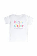 Personalized Big Sibling Kids Graphic Tee | White