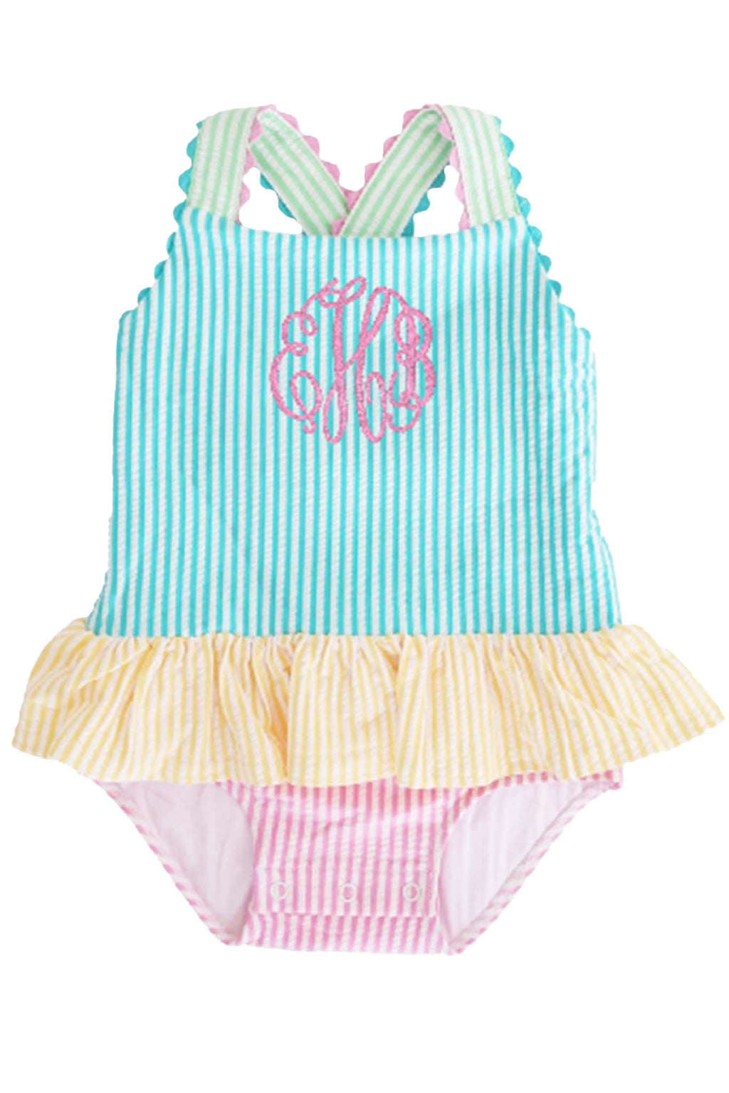 One-Piece Skirt with Bow Back | Multicolor Seersucker